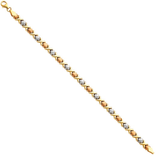 14K Gold Light Stampato Hugs And Kisses Bracelet - 7.25'
