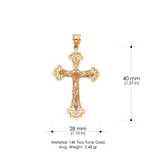 14K Gold Ioka Religious Crucifix Charm Pendant