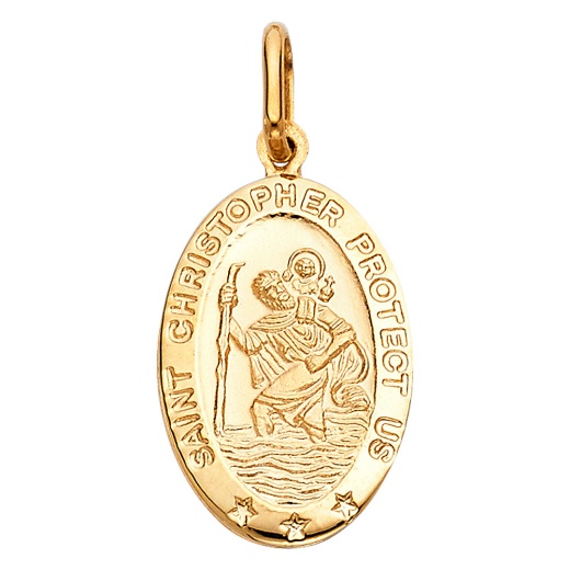 14K Gold St. Christopher Religious Pendant