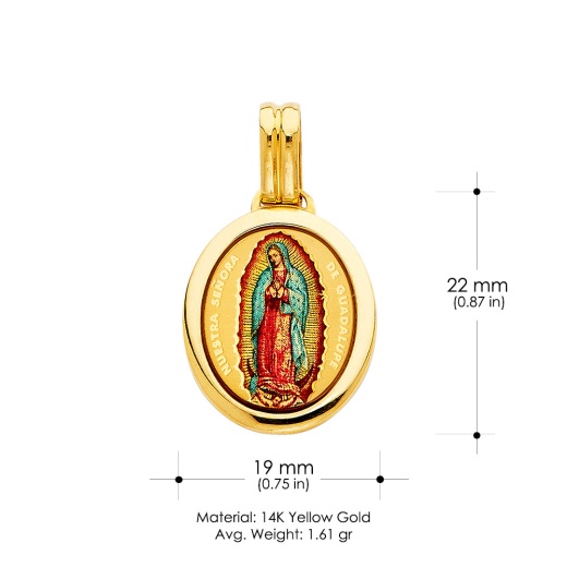 14K Gold Religious Milagrosa Charm Pendant - Ioka