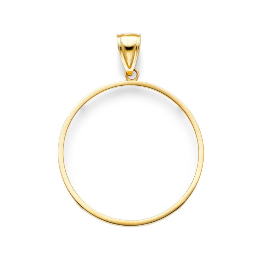 14K Gold Round Plain Stamp Frame 50 Pesos Coin Charm Pendant