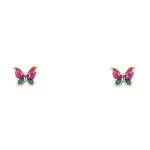 14K Gold Crystal Butterfly Stud Earrings - Ioka