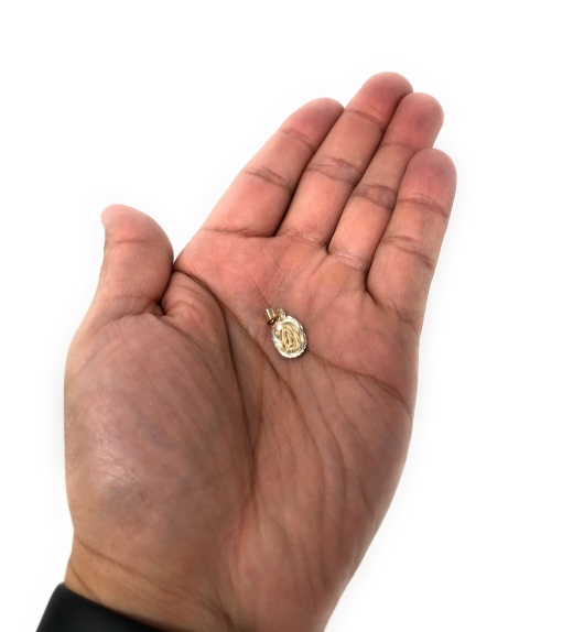 Ioka 14K Gold Diamond Cut Guadalupe Stamp Religious Pendant
