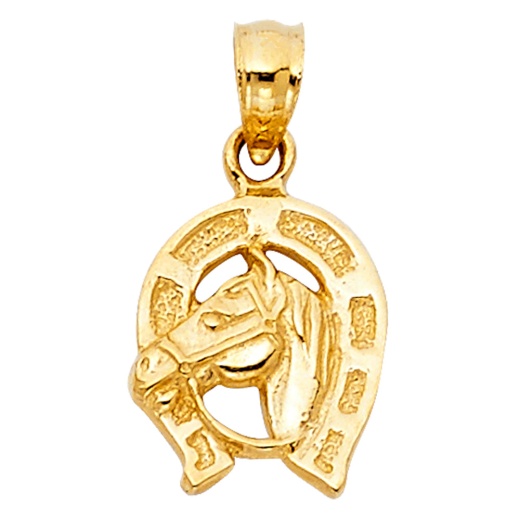 14K Gold Lucky Horseshoe Charm Pendant