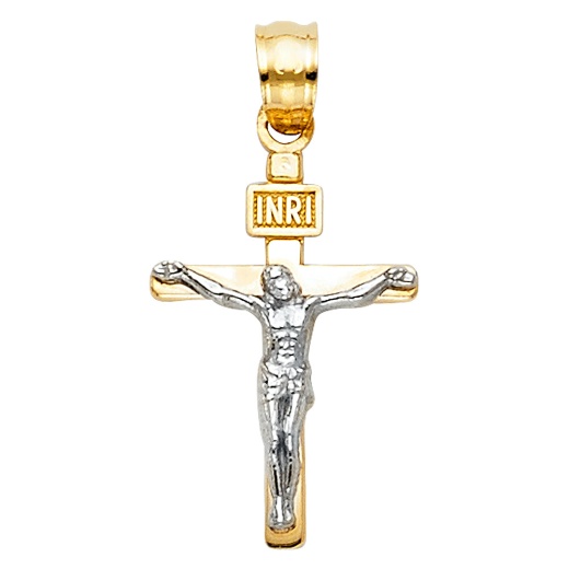 14K Gold Jesus Crucifix Cross Religious Pendant