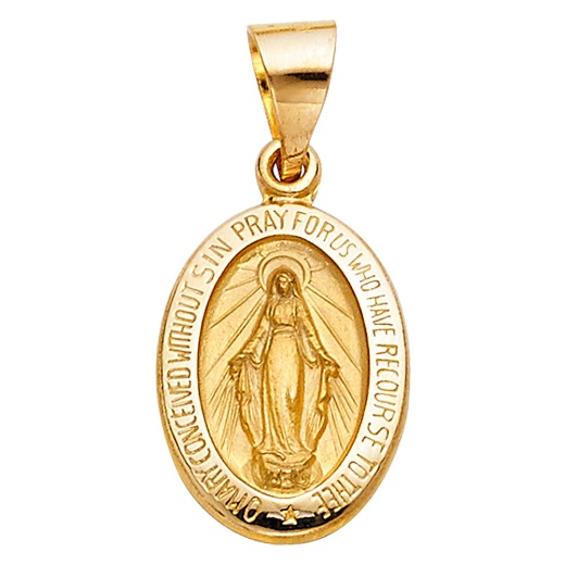 14K Gold Ioka Religious Milagrosa Charm Pendant