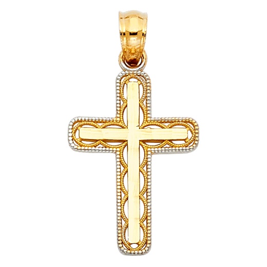 14K Gold Cross Religious Charm Pendant - Ioka