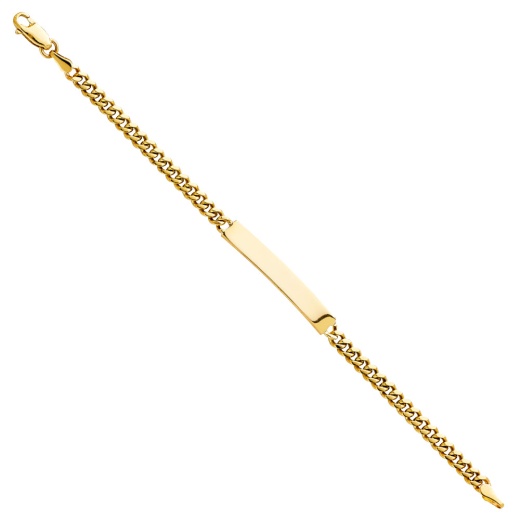 14K Solid Gold Cuban Plain Junior Id Bracelet - 6"