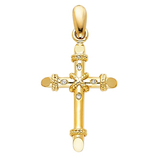 14K Gold Religious Cross Charm Pendant