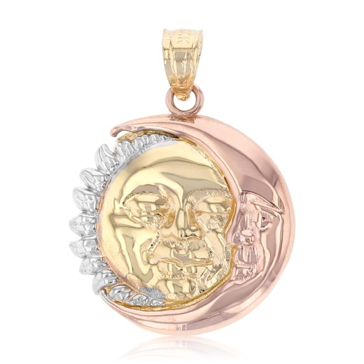 14K Gold Moon & Sun Charm Pendant - Ioka Jewelry
