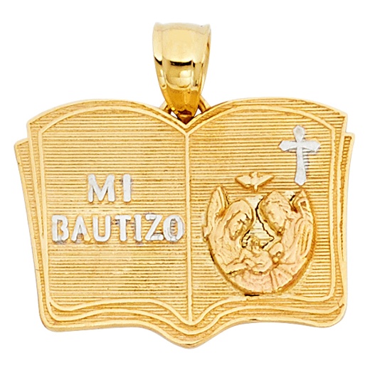 14K Gold Religious Baptism Charm Pendant - Ioka