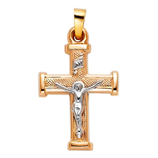 14K Gold Religious Crucifix Charm Pendant - Ioka