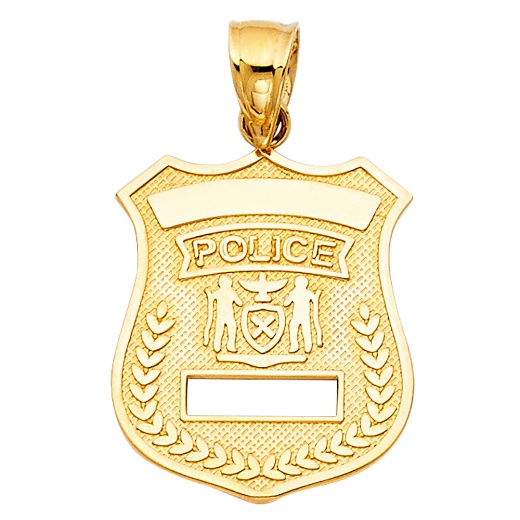 14K Gold Police Charm Pendant - Ioka Jewelry