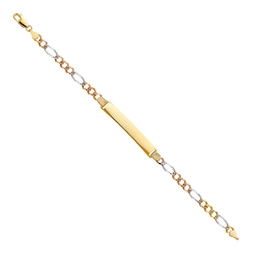 14K Gold Figaro 3+1 Id Bracelet - 7.5'