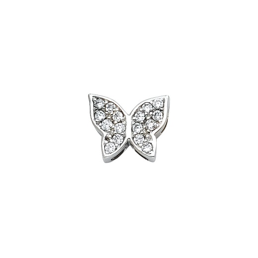 14K Gold Cz Butterfly Charm Pendant