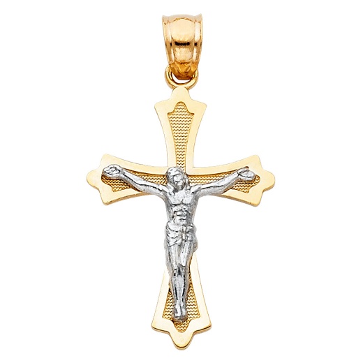 14K Gold Jesus Crucifix Cross Religious Pendant