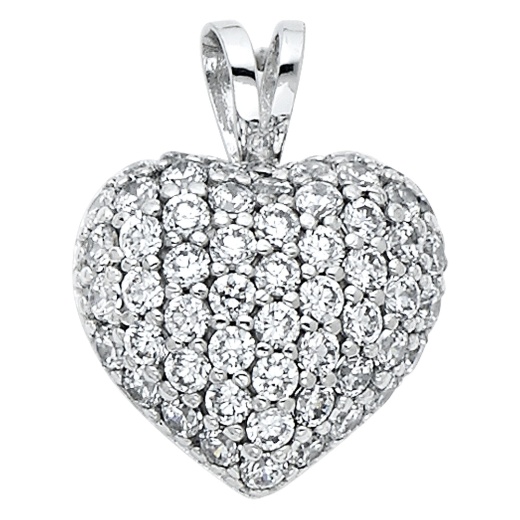 14K Gold Love Heart Cz Studded Charm Pendant - Ioka