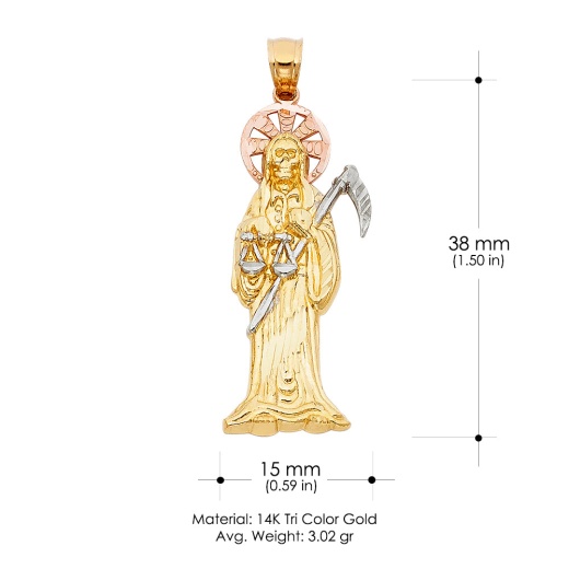 14K Gold Grim Reaper Religious Pendant - Ioka