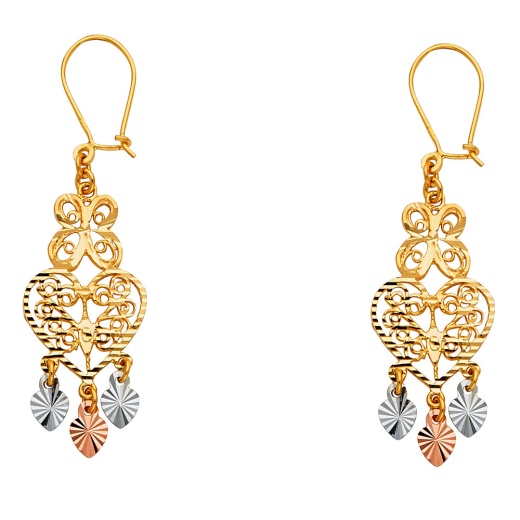 Ioka 14K Gold Diamond Cut Chandelier Hanging Earrings