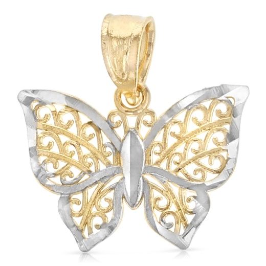 Ioka 14K Gold Fancy Monarch Butterfly Charm Pendant