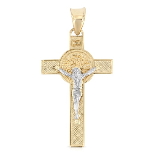 14K Gold Jesus Crucifix Cross Religious Pendant by Ioka