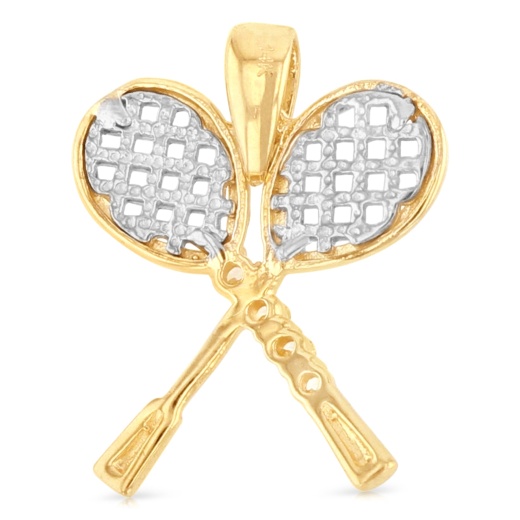 Ioka Jewelry 14K Gold Tennis Racket Charm Pendant