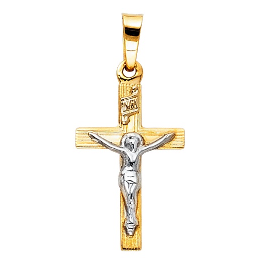 14K Gold Religious Crucifix Charm Pendant