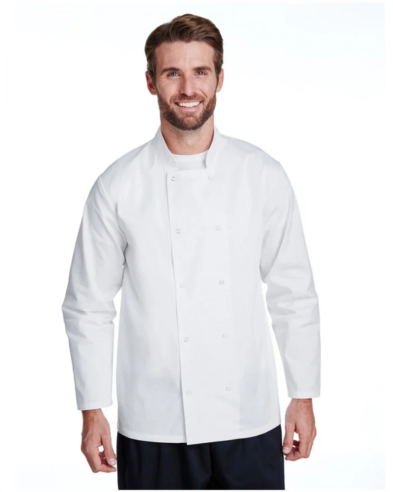 Unisex Studded Front Long-Sleeve Chef's Jacket