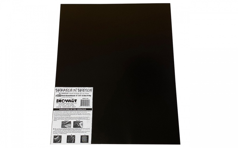Inovart Black Scratchboard 11" x 14" - 12 sheets