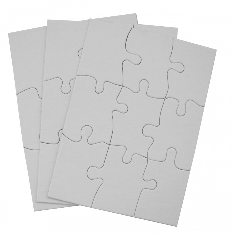 Inovart 9-Piece Blank Puzzle, 4" x 5-1/2", White - 12 puzzles per pack