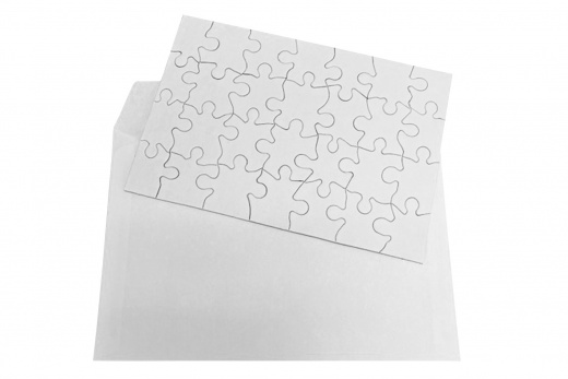 Inovart Puzzle-It 28-Piece Blank Puzzle, 24 Puzzles per Package, 5-1/2 inch x 8 inch, White