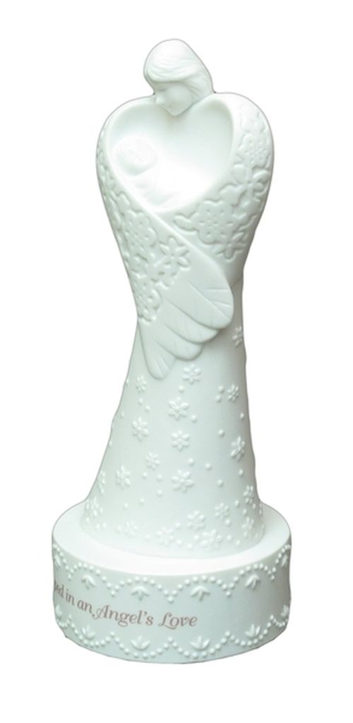 Roman Lace Illusions Angel Holding Baby Musical Figurine