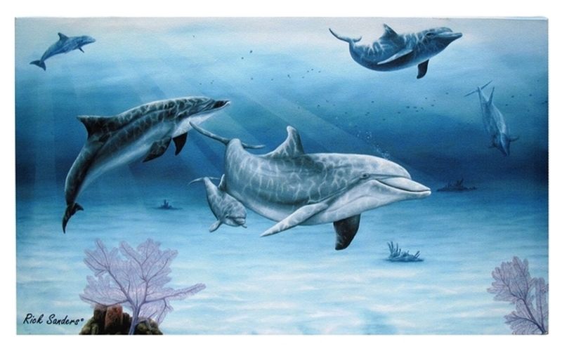 Dolphin Family Canvas Wall Plaque