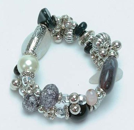 Silver Tone & Beads Bracelet