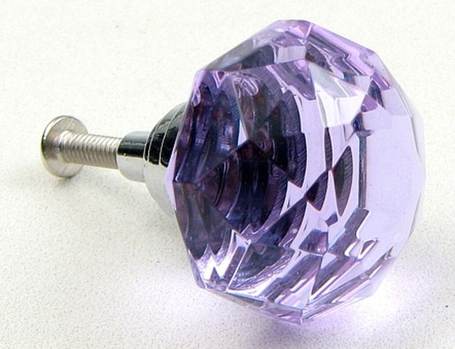 Large Purple Crystal Drawer Pull