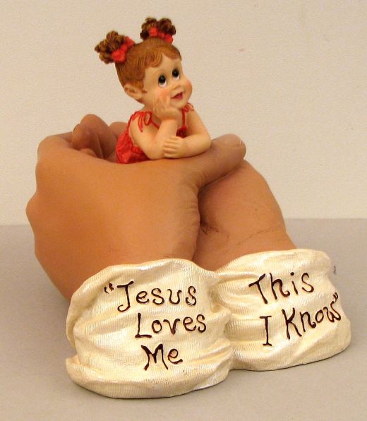 In His Hands Jesus Loves Me Figurine