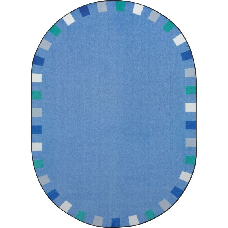 On The Border 5'4" x 7'8" Oval Area Rug in Softs