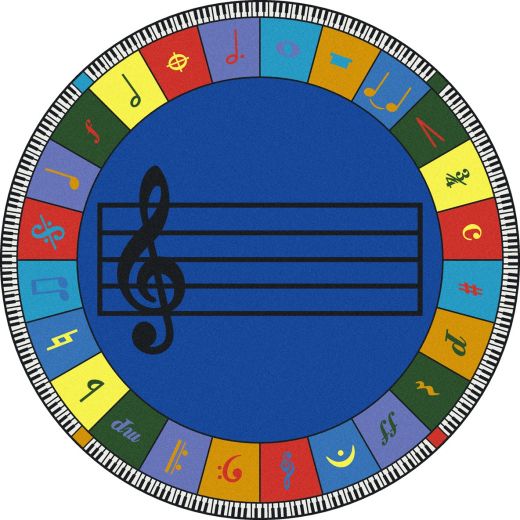 Note Worthy (Elementary) 13'2" Round Area Rug In Color Multi