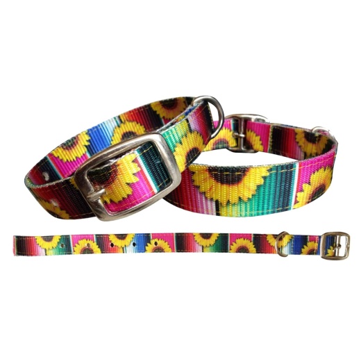 Showman Couture Serape & Sunflower Nylon Dog Collar - Small