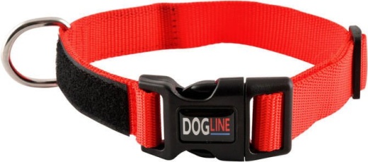Dogline Omega Nylon Service Dog Collar - Red / Small