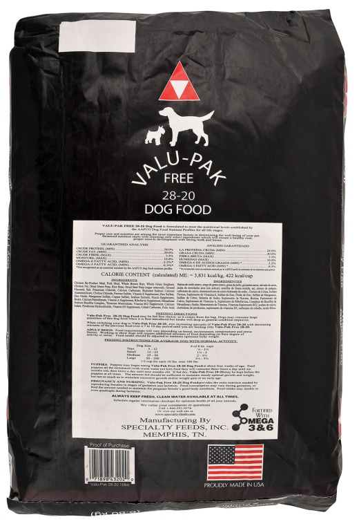 Black bag of dog food best sale