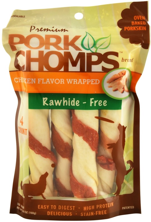Pork Chomps Twists, Roasted Chicken - Large / 4 Count
