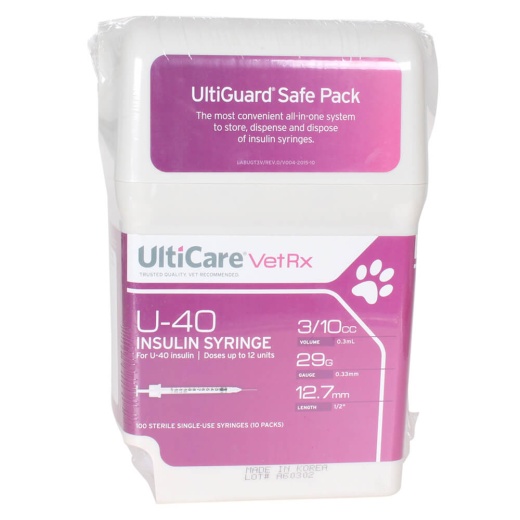 Ulticare U-40 Insulin Syringes With Sharps Container, 100 Count