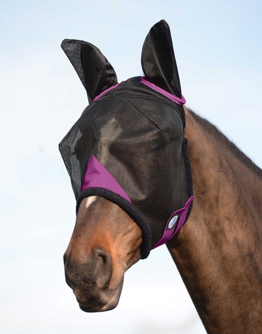 Comfitec Durable Mesh Fly Mask W/ Ears, Black/Purple