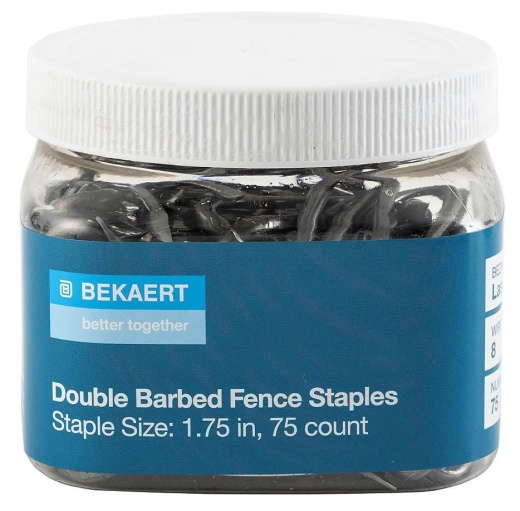 Bekaert 1.75" 8 Ga Double Barbed Staples, 75 Ct/Jar