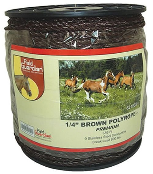 1/4" Brown Poly Rope, 656 Ft - Field Guardian