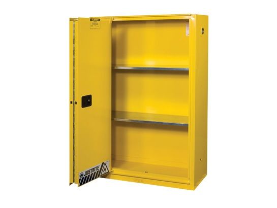 45 Gallon, 2 Shelves, 1 Bi-Fold Self Close Door, Flammable Cabinet, Sure-Grip® Ex, Red