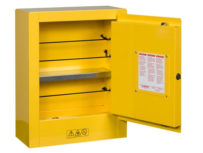 1 Door, Manual Close, Mini Transportable Flammable Cabinet For Aerosols, Sure-Grip® Ex, Yellow
