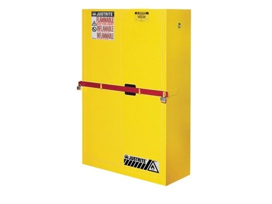 45 Gallon, 2 Shelves, 2 Doors, Self Close, Flammable Cabinet, High Security With Steel Bar, Yellow