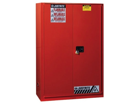 60 Gallon, 5 Shelves, 1 Bi-Fold Self-Close Door, Paint Safety Cabinet, Sure-Grip® Ex, Red